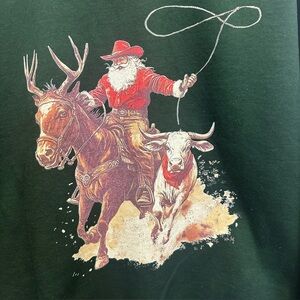 Green Santa Cowboy Graphic Sweatshirt